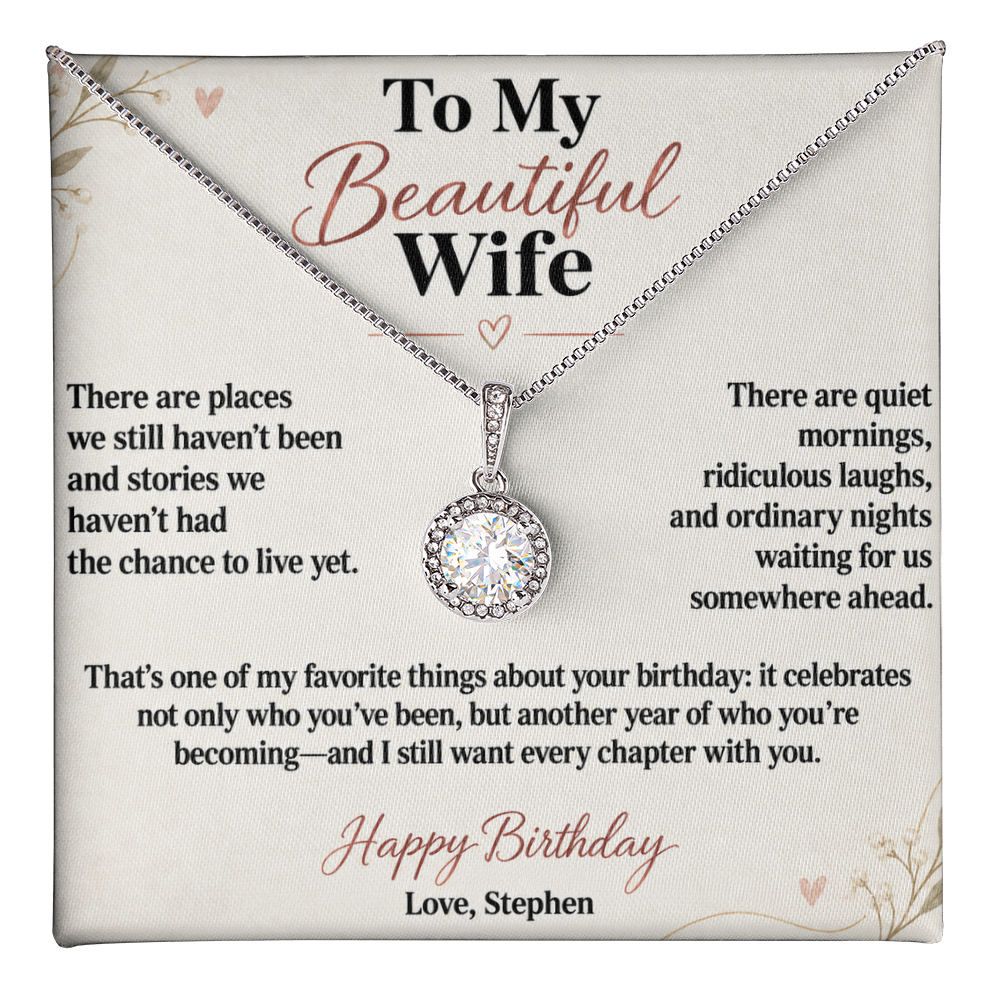 Example of the birthday message card for wife with Eternal Hope Necklace